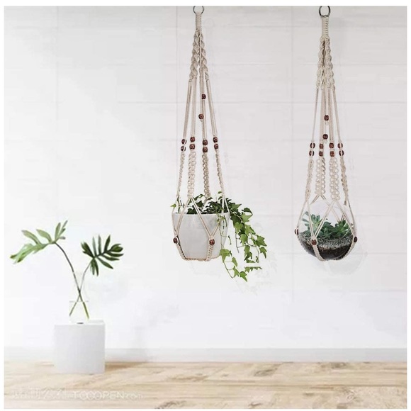 2 Pcs Macrame Plant Hangers, Flower Pot Holders - Picture 3 of 7
